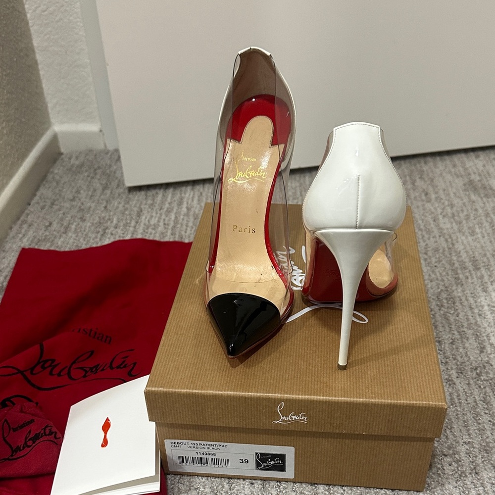 Christian Louboutin Black and White Pointed Heels